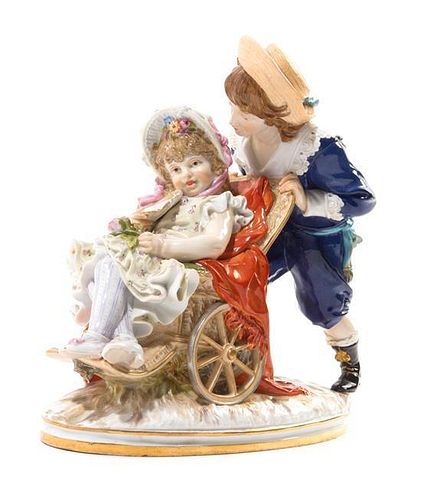 * A Meissen Porcelain Figural Group Width 8 1/2 inches.