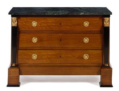 * An Empire Mahogany Commode Height 31 x width 43 x depth 21 inches.