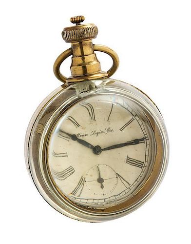 * A German Paperweight Table Clock Diameter 3 1/4 inches.