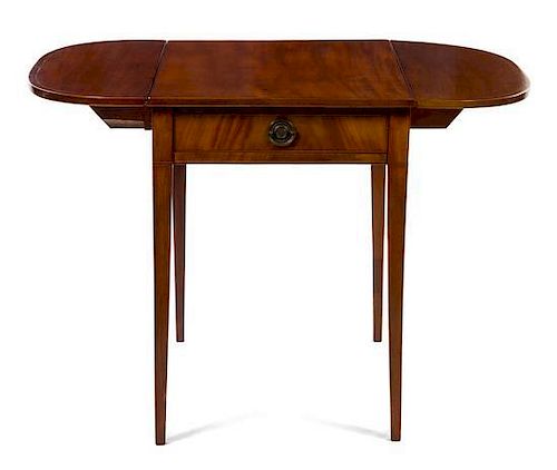 A George III Mahogany Pembroke Table Height 29 1/4 x width 22 (closed) x depth 30 1/2 inches.