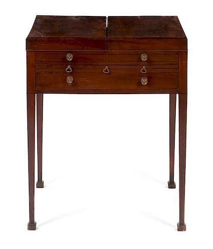 * A George III Style Mahogany Drafting Table Height 32 x width 26 x depth 20 inches.