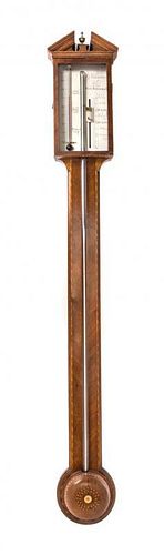 A George III Mahogany Stick Barometer Height 37 3/4 inches.