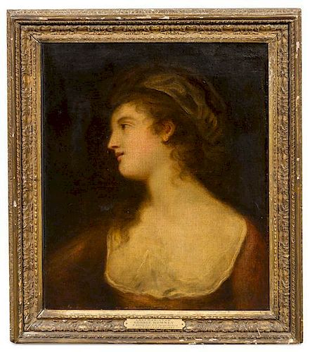 Attributed to George Romney, (British, 1734-1802), A Profile Study of Emma, Lady Hamilton
