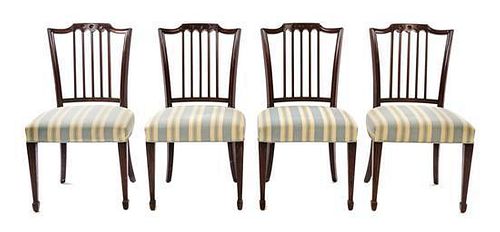 A Set of Four Sheraton Style Mahogany Side Chairs Height 35 inches.