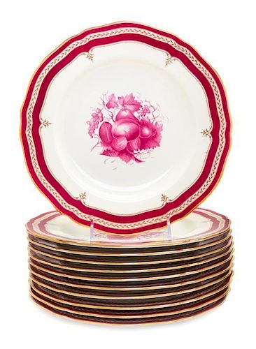 A Set of Eleven Spode Porcelain Plates Diameter 10 1/2 inches.