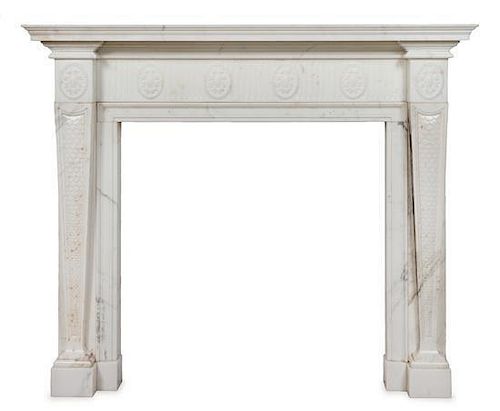 An English Marble Fireplace Surround Height 50 1/2 x width 60 1/2 x depth 9 1/2 inches.