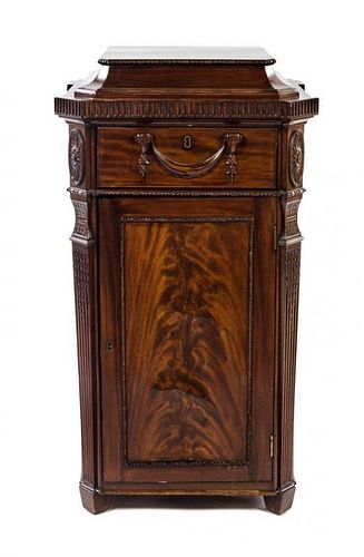 An Adam Style Mahogany Pedestal Cabinet Height 39 inches.