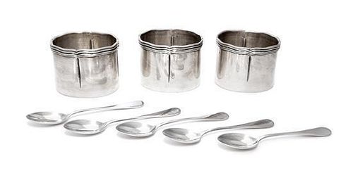 * Five Mexican Silver Articles, Sanborns, Mexico City, 20th Century, comprising three beakers and two saucers, each with reeded