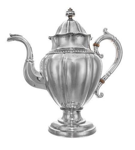 * An American Coin Silver Coffee Pot, Hyde & Goodrich, New Orleans, LA., Early to Mid 19th Century, of baluster handled form wit