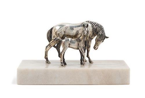 An American Silver Figural Group, Samuel Kirk & Sons Inc., Baltimore, MD, Mare and Foal