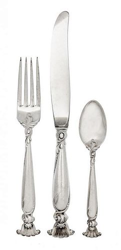 * An American Silver Flatware Service, R. Wallace & Sons Mfg. Co. Wallingford, CT, Romance of the Sea pattern, comprising: 12 di