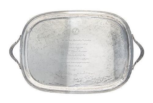 An American Silver Tray, Redlich & Co., New York, NY, with inscription from the New York Shipbuilding Corp. Camden, NJ.