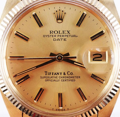 14K Tiffany & Co Rolex Oyster Perpetual Gold Watch