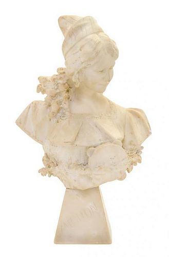 A Continental Alabaster Bust Height 16 1/4 inches.