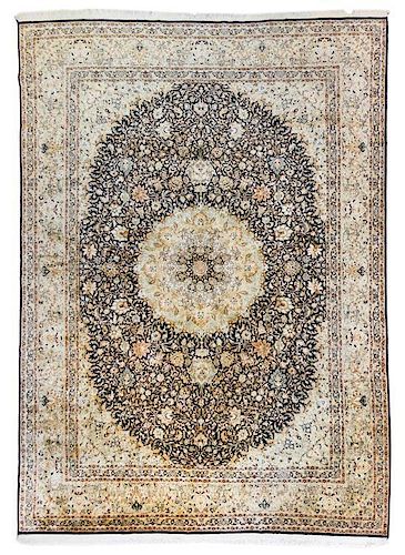 A Tabriz Silk Rug 12 feet x 9 feet 1 inch.