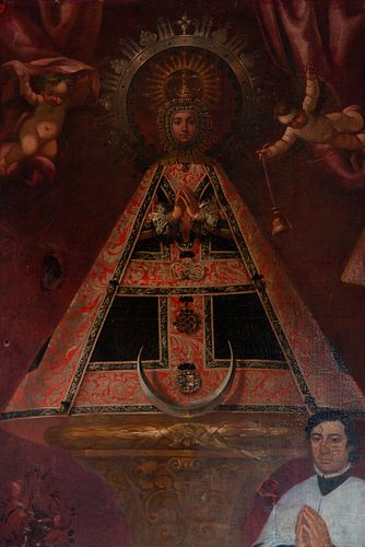 Very important Our Lady of Charity with Donor, New Spain colonial school, possibly New Spain, Colonial Mexico 17th century