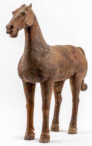 Large Chinese Han Dynasty Ceramic Horse Statue