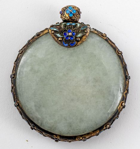 Chinese Cloisonne and Jade Snuff Bottle