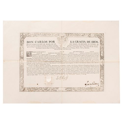 Carlos III. Patente de Corso. San Yldefonso, 20 de julio de 1779. 40.5x56.5 cm. Firma sellada: Yo el Rey.