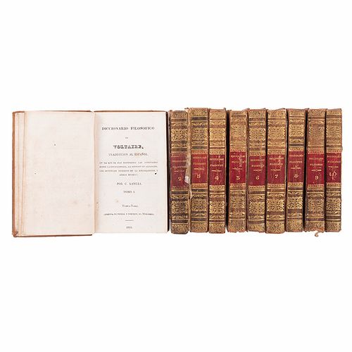 Voltaire (François Arouet y Marie Marguerite d'Aumary). Diccionario Filosófico de Voltaire. New York: Tyrell y Tompkins, 1825. Pzs: 10.