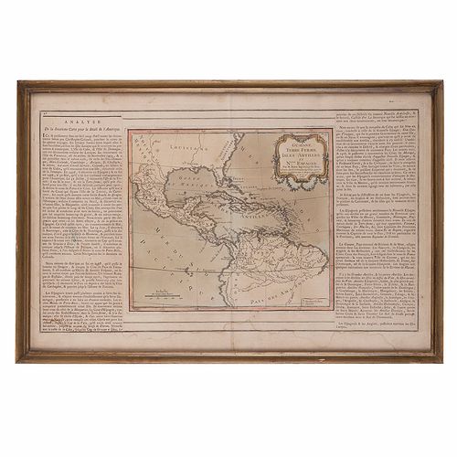 HD - Brion, M. Guayane, Terre Firme, Isles Antilles et Nouvelle Espagne. Paris: Chés le S. Desnos, 1766. Mapa coloreado, 32 x 50 cm.
