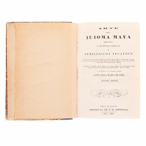 Beltrán de Santa Rosa María, Pedro. Arte del Idioma Maya Reducido a Sucintas Reglas y Semilexicon Yucateco. Mérida: 1859.