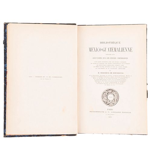 Brasseur de Bourbourg, L'Abbé Charles Étienne. Bibliothèque Mexico-Guatèmalienne. París: Maisonneuve & Cie., 1871.