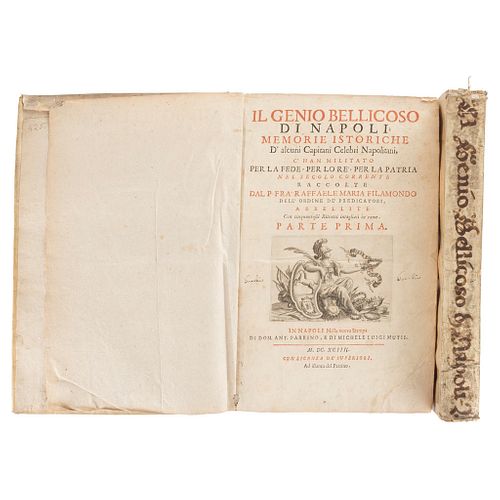 Filamondo, Raffaele Maria. Il Genio Bellicoso di Napoli, Memorie Istoriche. Napoli: 1694. 56 retratos, grabados. Piezas: 2.