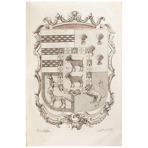 Ruano, Francisco. Casa de Cabrera en Córdoba: Obra Genealógica Histórica. Córdoba: D. Juan Rodríguez, 1779. Primera edición. Un grabado