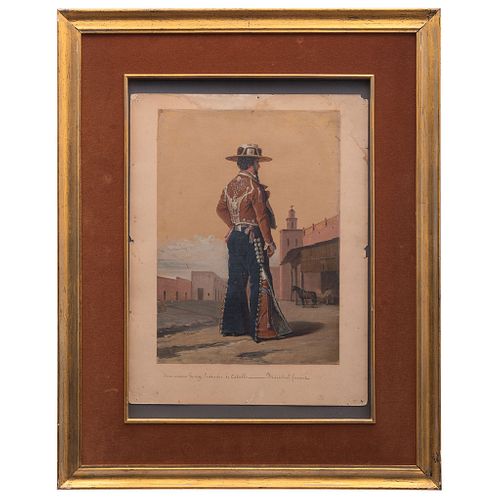 EDOUARD PINGRET SAINT-QUENTIN, FRANCIA, (1785 -1875) JOSE MARIA GODOY, HERRADOR DE CABALLO Óleo sobre papel 40 x 28.5 cm