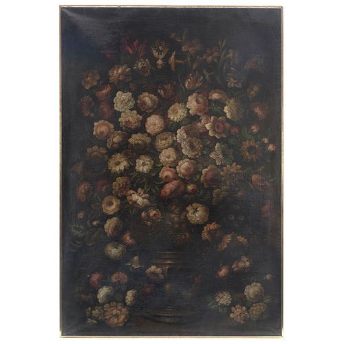 BOUQUET  SIGLO XVIII  Óleo sobre tela  Detalles de conservación 180 x 124 cm