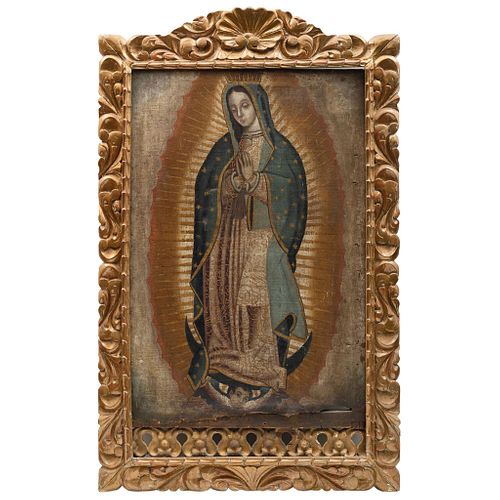 VIRGEN DE GUADALUPE MÉXICO, FINALES DEL SIGLO XVIII Óleo sobre tela 83.5 x 55 cm