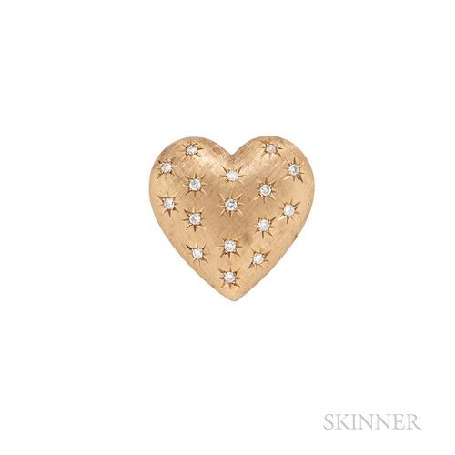 14kt Gold and Diamond Heart Pin