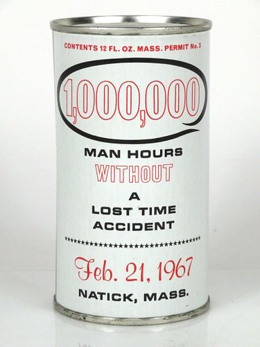 1967 Black Label 1,000,000 Man Hours 12oz T206-07 Natick, Massachusetts