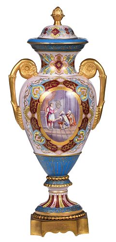 Carl Thieme Hand Painted Porcelain Lidded Urn