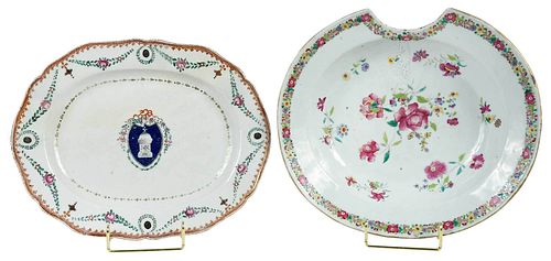 Chinese Export Porcelain Platter and Barber's Bowl