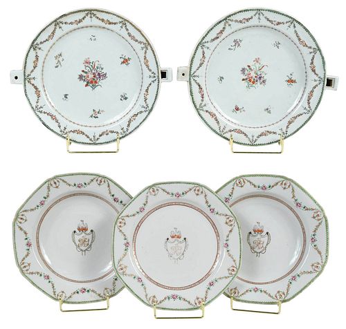 Five Pieces Chinese Export Famille Rose Porcelain