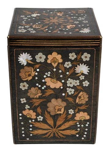 Inlaid and Mother of Pearl Decorated Tea Caddy