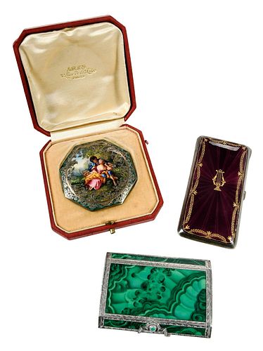 Three Silver Gilt and Enameled Boxes