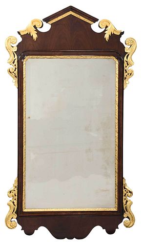 Chippendale Walnut Parcel Gilt Mirror