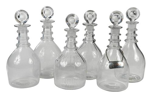 Three Pairs of Georgian Glass Decanters