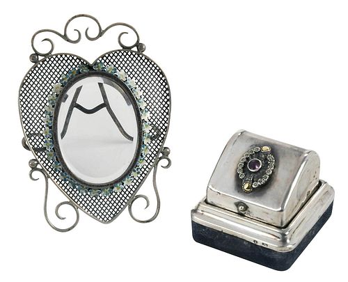 Continental Silver Ring Holder and English Silver Frame