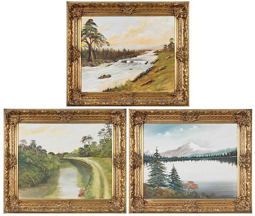 Three Locke Wallace Landscape Paintings