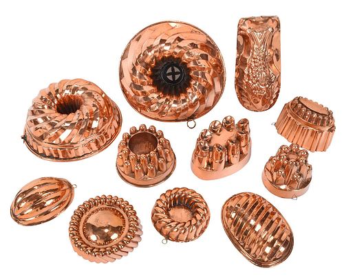 Group of Copper Food Molds 