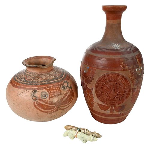 Two Latin American Redware Vessels, Zuni Fetishes