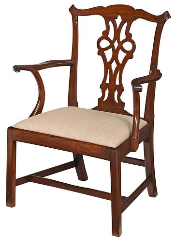 Chippendale Mahogany Open Armchair