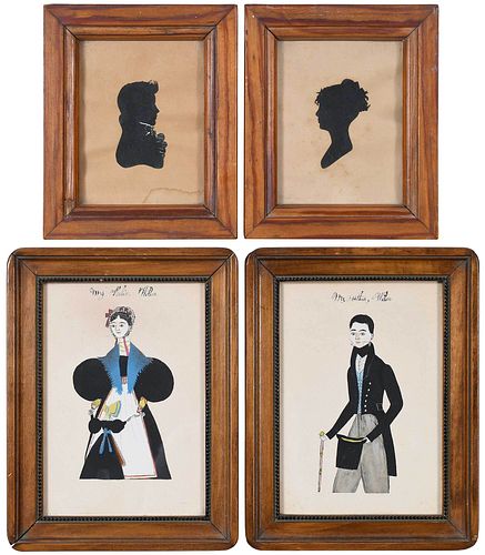 Two Pairs of Portraits and Silhouettes on Paper