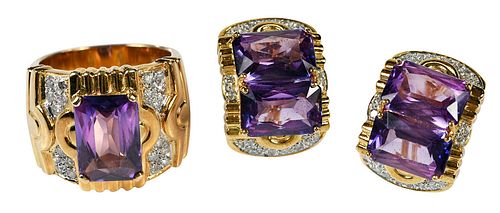 14kt. Gemstone Ring and Earrings 