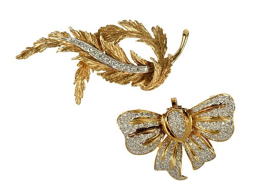 Two Gold and Diamond Brooches