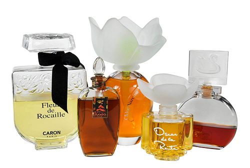 Five Glass Factice and Perfume Bottles